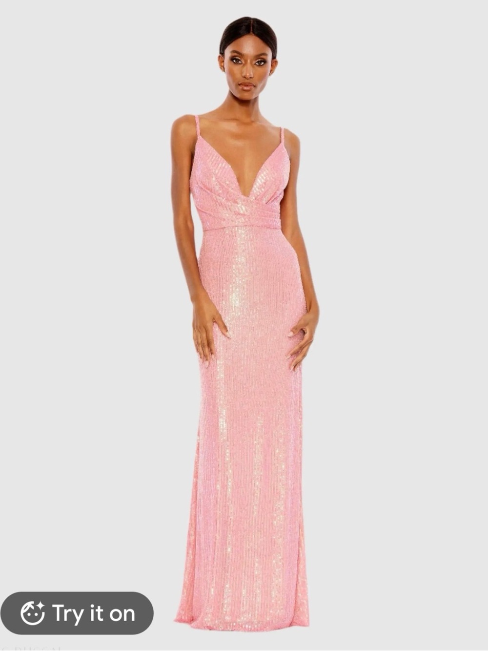 IEENA by MAC DUGGAL Sequined Draped V Neck Gown size 8